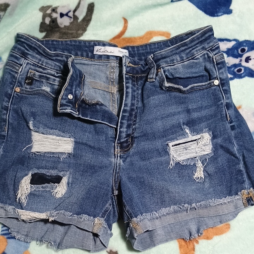 KanCan Women's Ripped Blue Jean Shorts